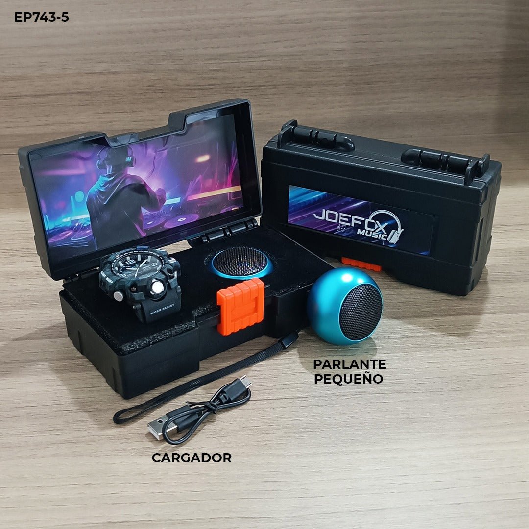 RELOJ JOEFOX DEPORTIVO + PARLANTE BLUETOOTH + ESTUCHE