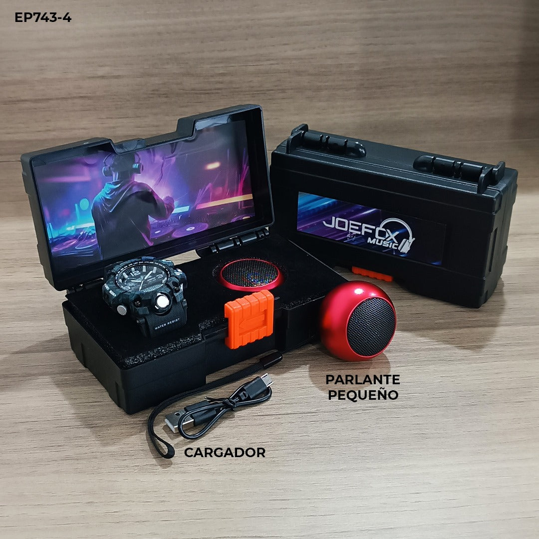 RELOJ JOEFOX DEPORTIVO + PARLANTE BLUETOOTH + ESTUCHE