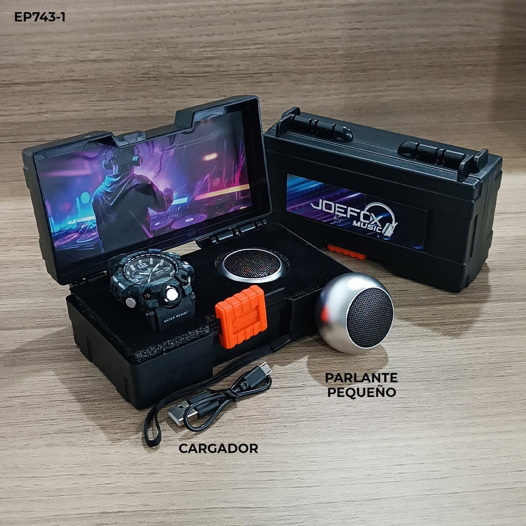 RELOJ JOEFOX DEPORTIVO + PARLANTE BLUETOOTH + ESTUCHE