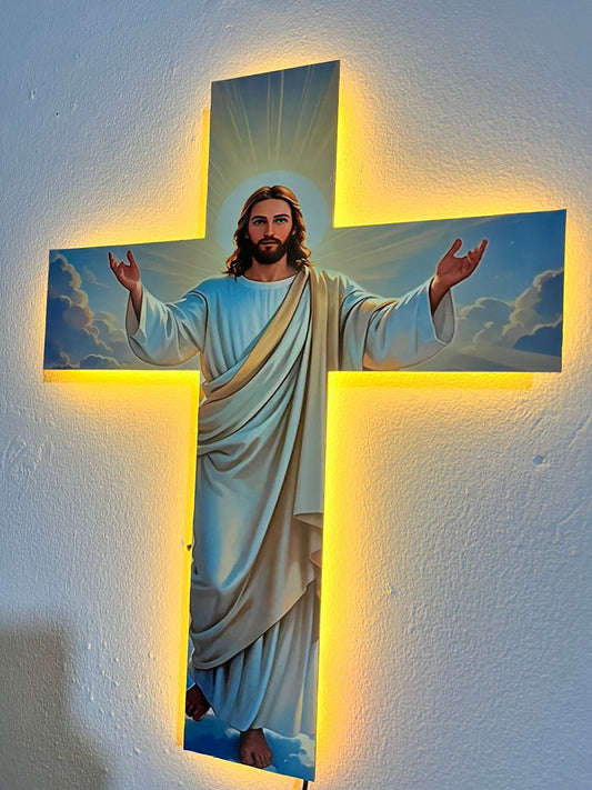 Cruz De Madera Con Luz Led