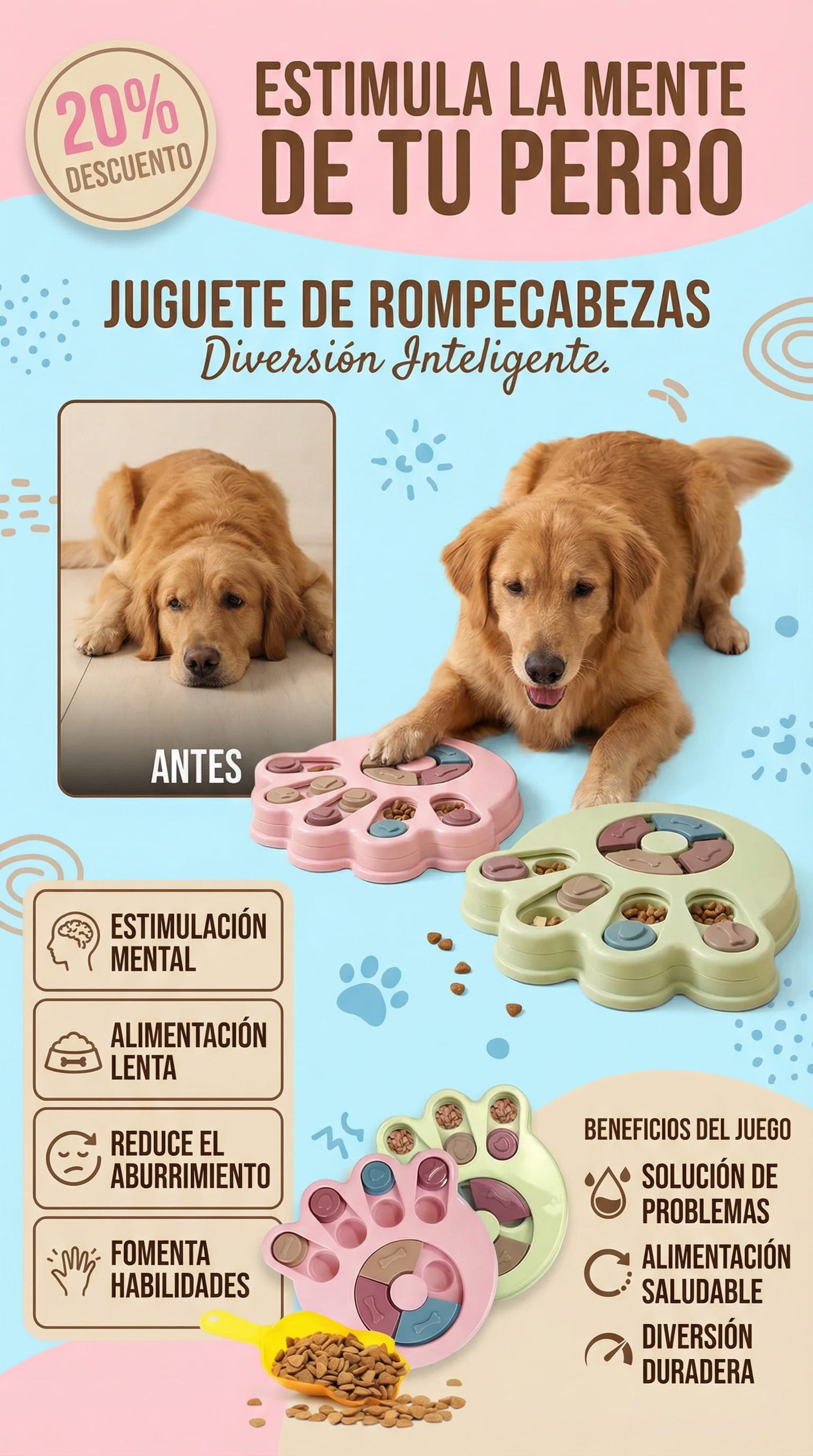 PLATO INTERACTIVO INTELIGENTE (Puzzle Para Perros)